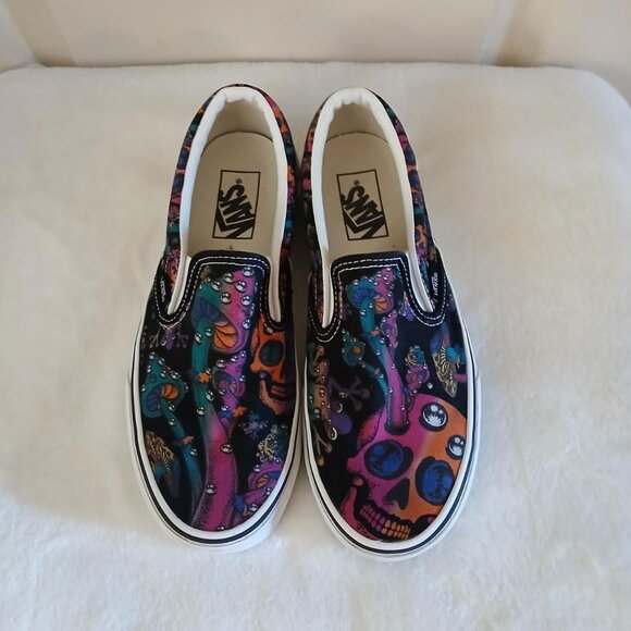 Van's Trippy Dip Mushroom Psychedelic Slip On Skater Shoes Men's 6 Women's 7.5 - Picture 1 of 7